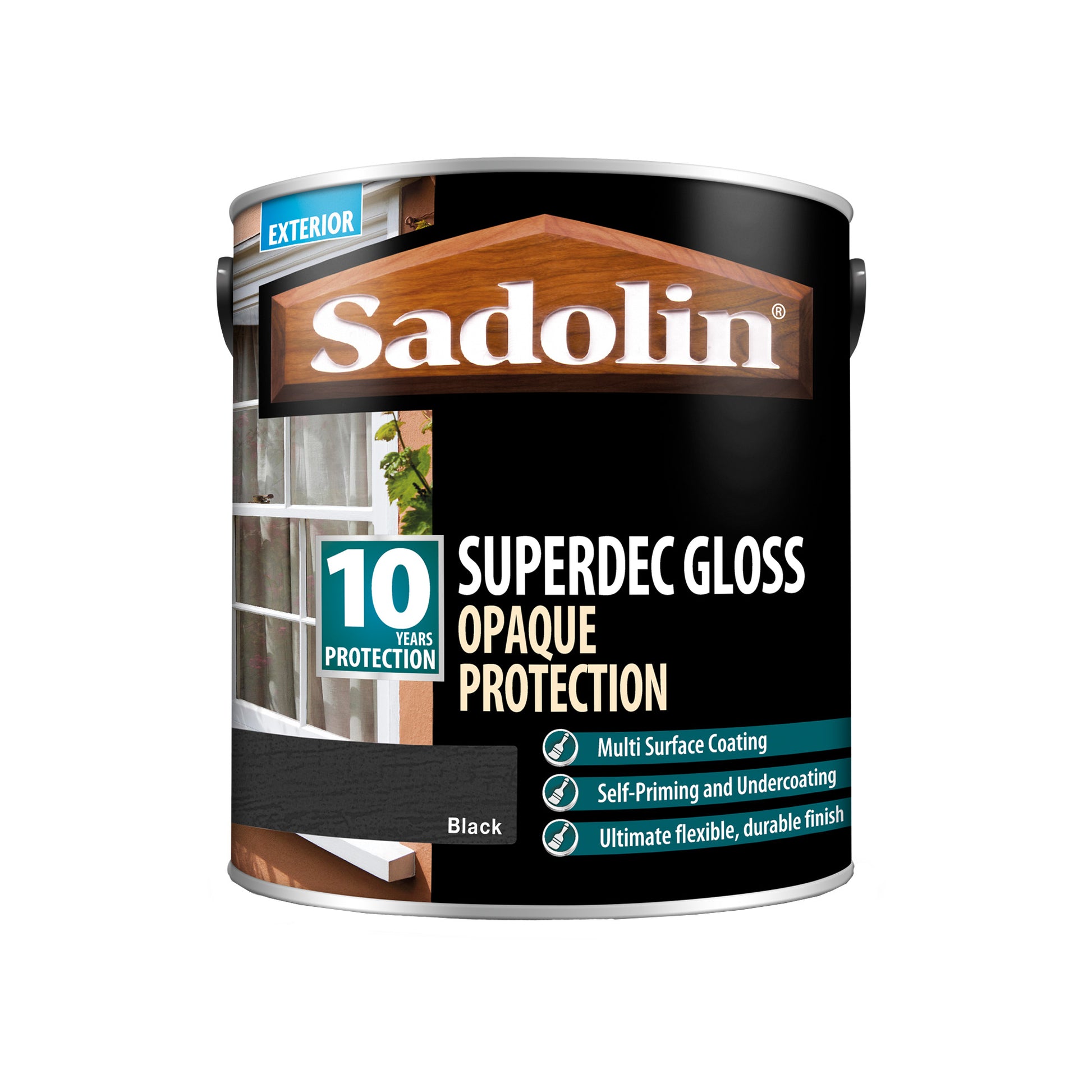 Sadolin Superdec Gloss - Opaque Finish for Wood and Other Surfaces with 10 Year Protection - Black