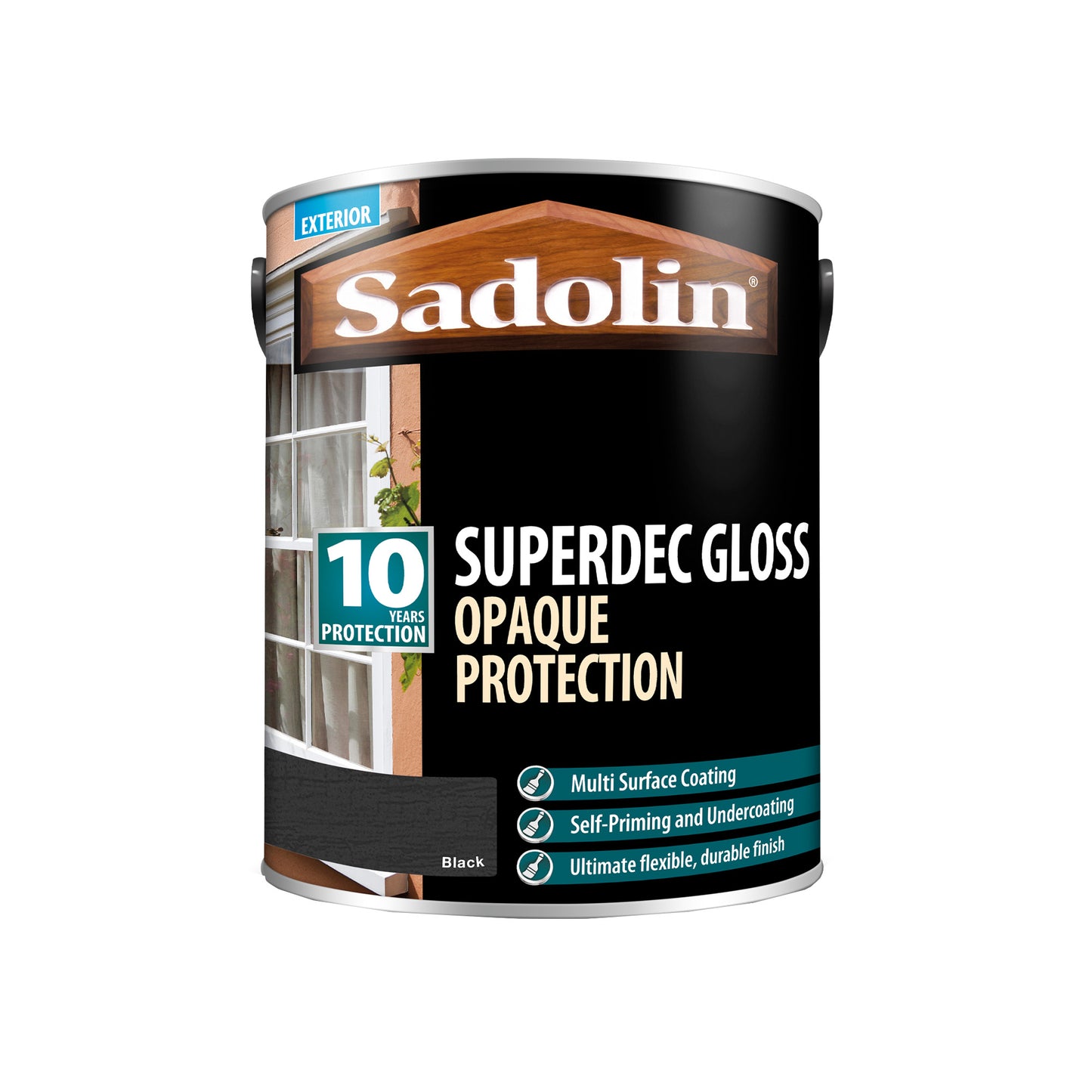 Sadolin Superdec Gloss - Opaque Finish for Wood and Other Surfaces with 10 Year Protection - Black