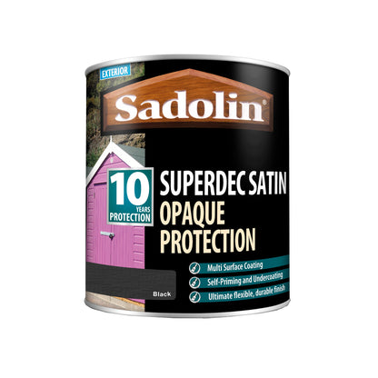 Sadolin Superdec Satin - Opaque Exterior Wood Finish with 10 Year Protection - Black