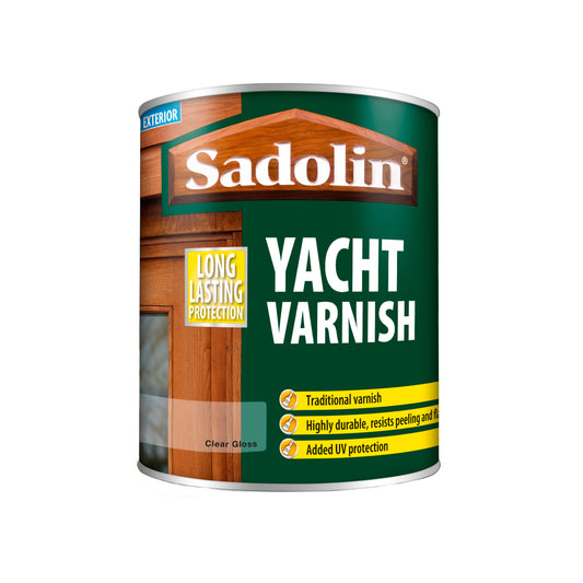 Sadolin High Gloss Finish Yacht Varnish for Exterior Wood Joinery - Clear Gloss - 750ml