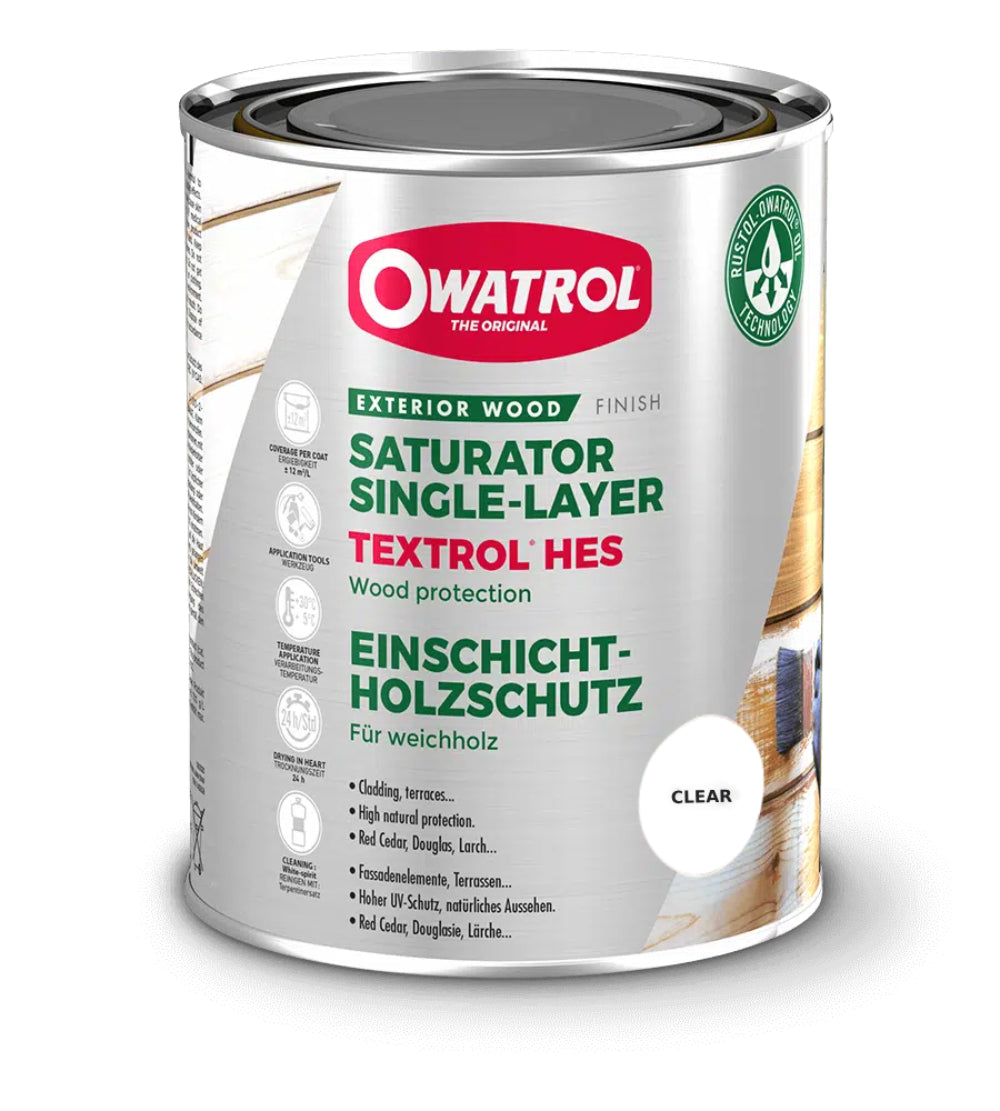 Owatrol Textrol HES Single-Coat Saturating Oil Finish with Enhanced UV Protection - Clear