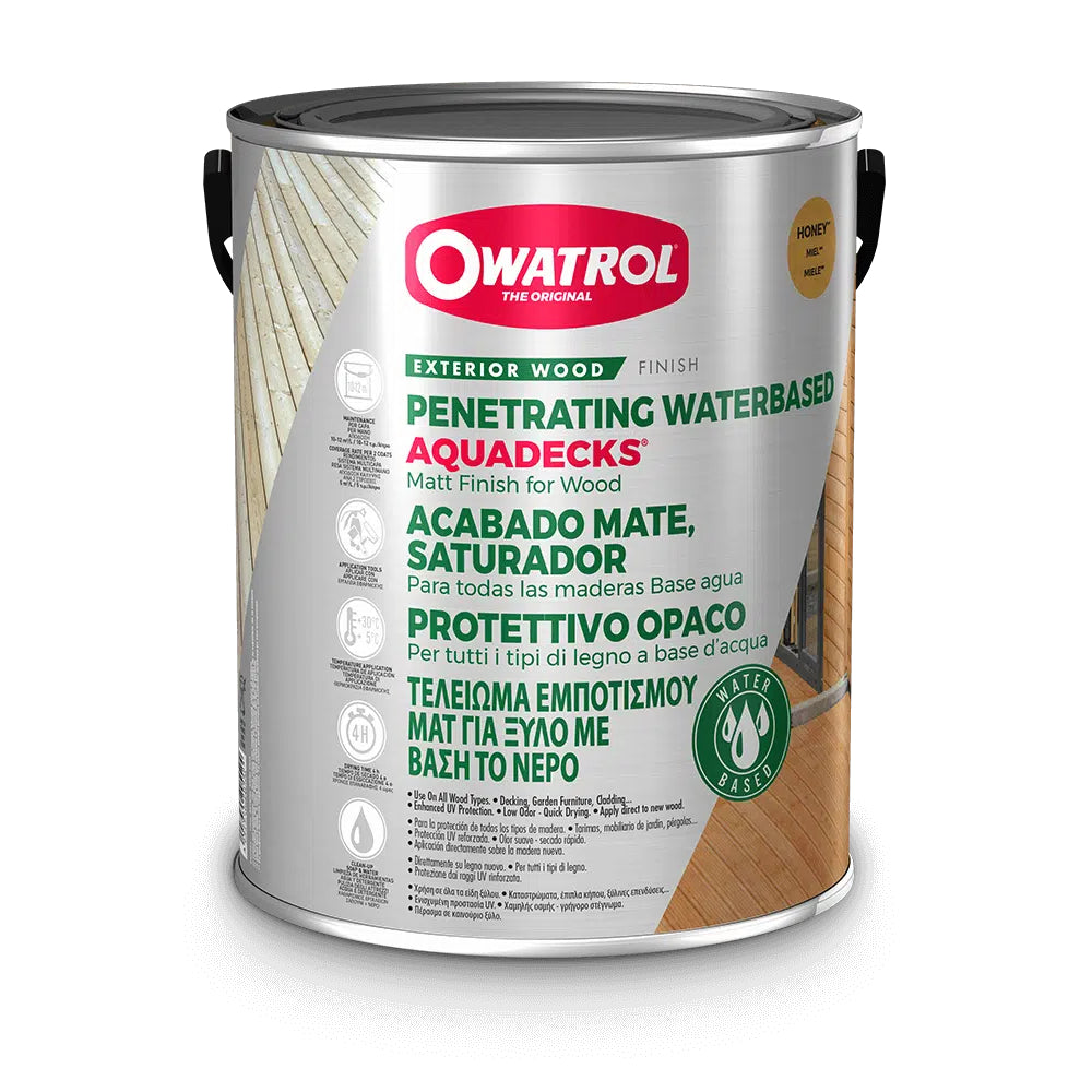 Owatrol Aquadecks Water-Based Penetrating Finish for New and Weathered Wood - Honey