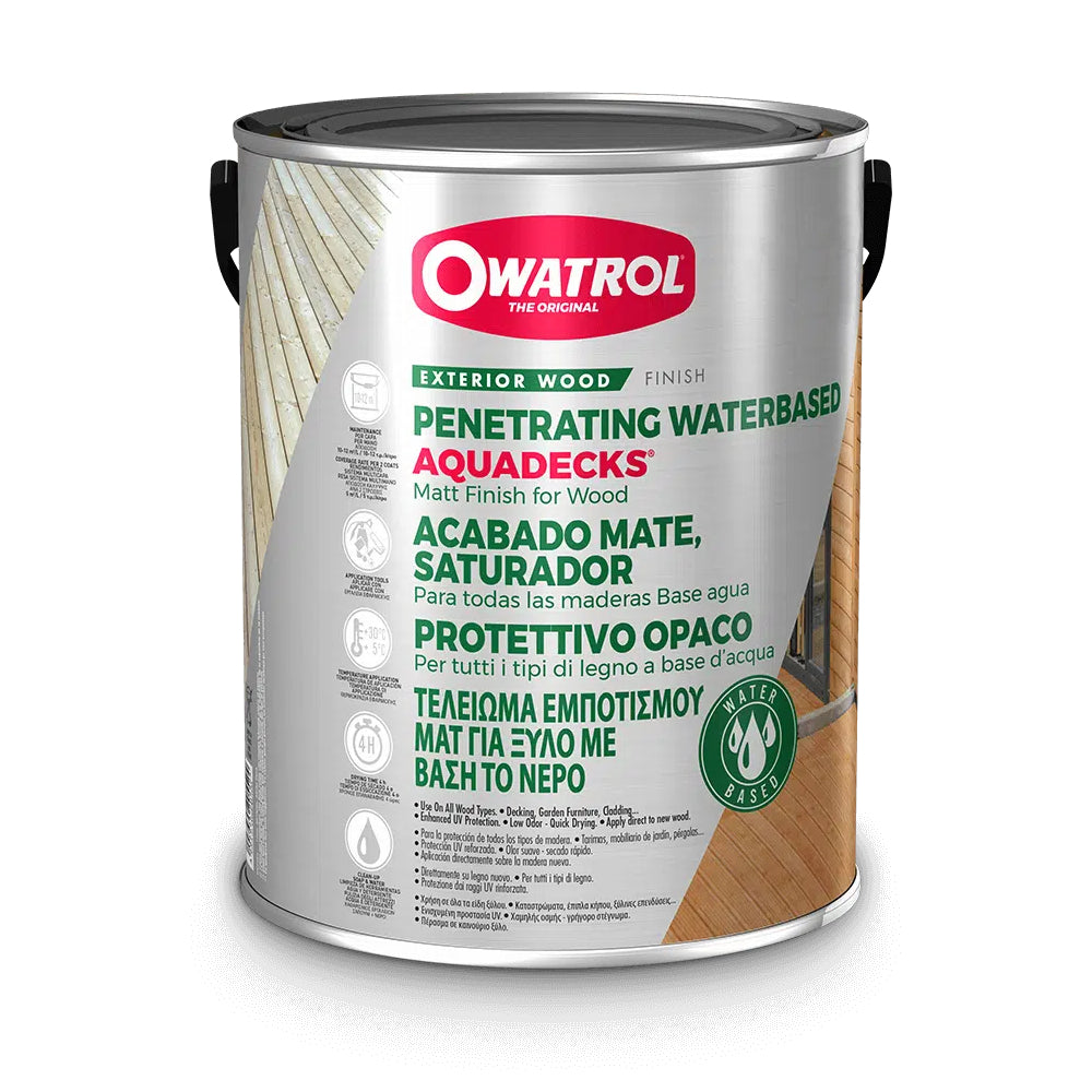 Owatrol Aquadecks Water-Based Penetrating Finish for New and Weathered Wood - Old Wood Grey