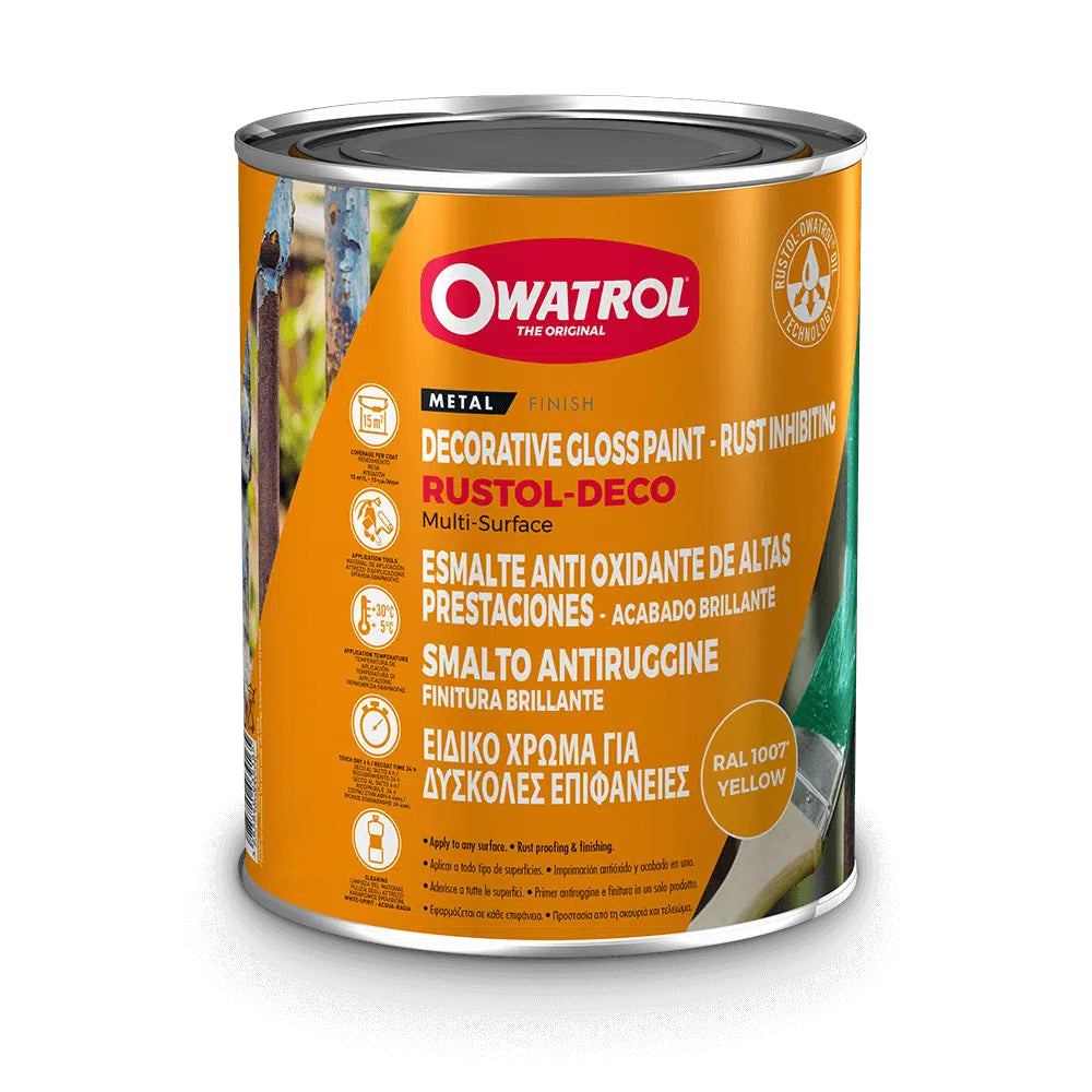 Owatrol Deco Rust Inhibiting Multi-Surface Primer and Finish for All Surfaces - Yellow (RAL 1007)