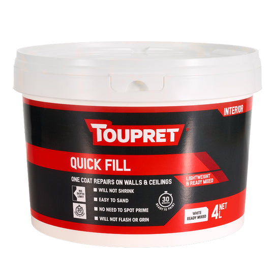 Toupret Quick Fill Lightweight Filler - White - 4 Litre