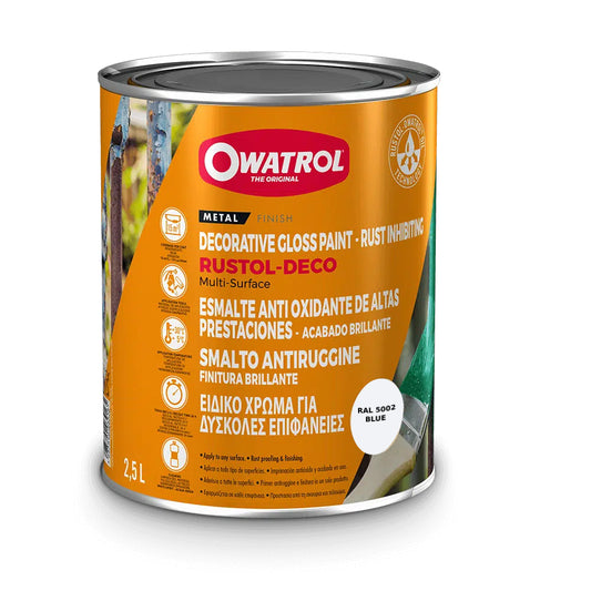 Owatrol Deco Rust Inhibiting Multi-Surface Primer and Finish for All Surfaces - Blue (RAL 5002)