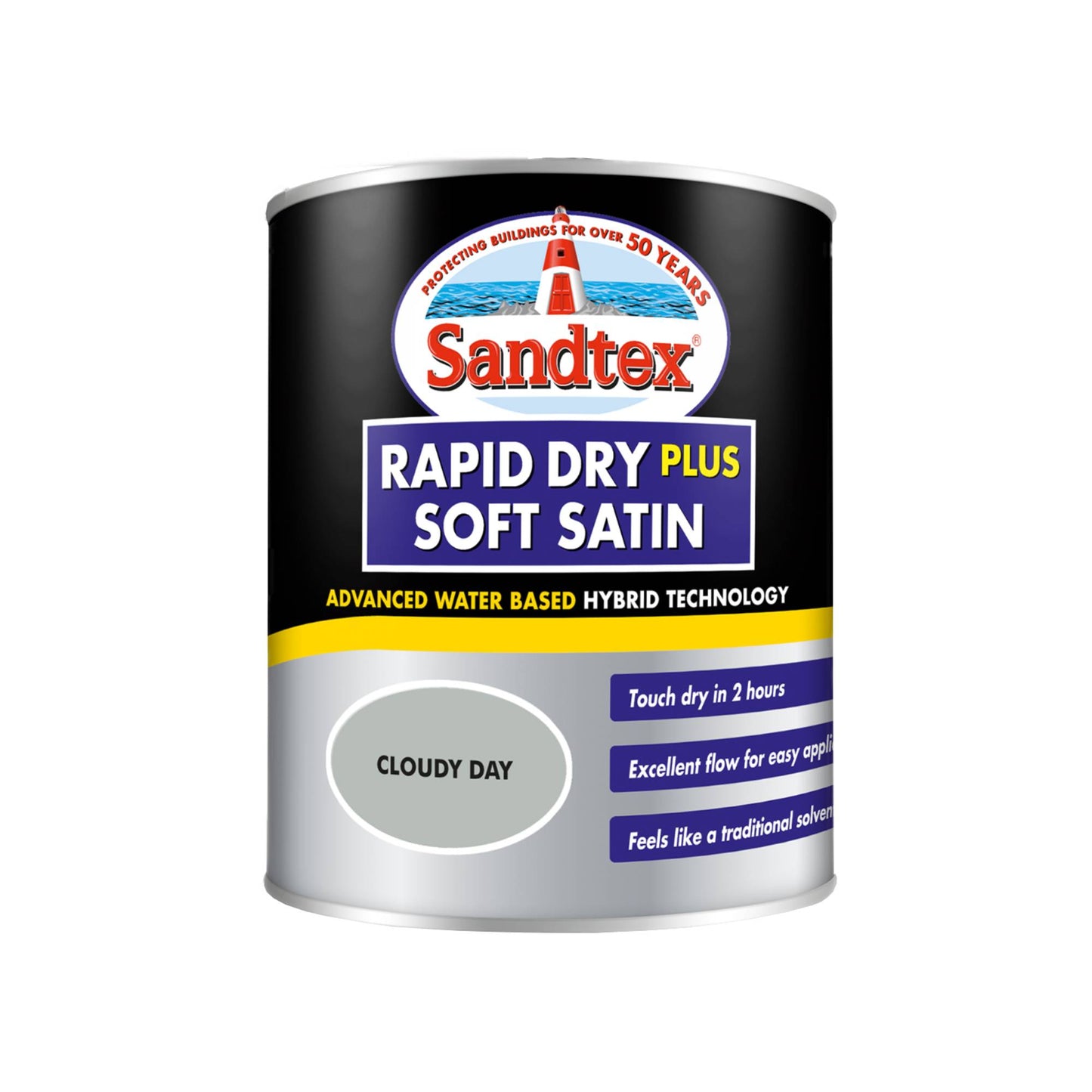 Sandtex Rapid Dry Plus Soft Satin Paint - Cloudy Day - 750ml