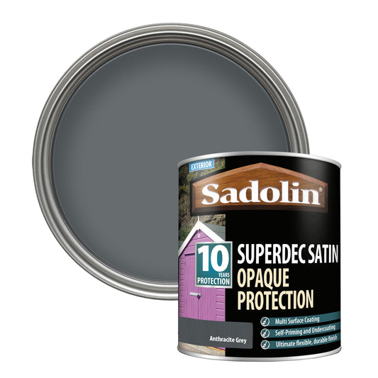 Sadolin Superdec Satin - Opaque Exterior Wood Finish with 10 Year Protection - Anthracite Grey