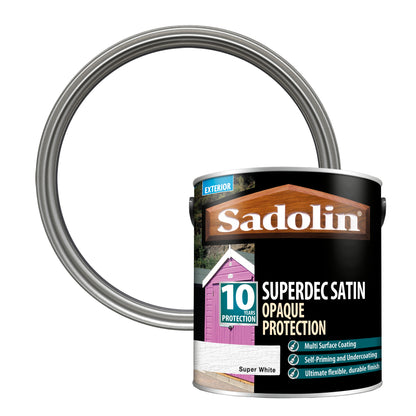 Sadolin Superdec Satin - Opaque Exterior Wood Finish with 10 Year Protection - Super White