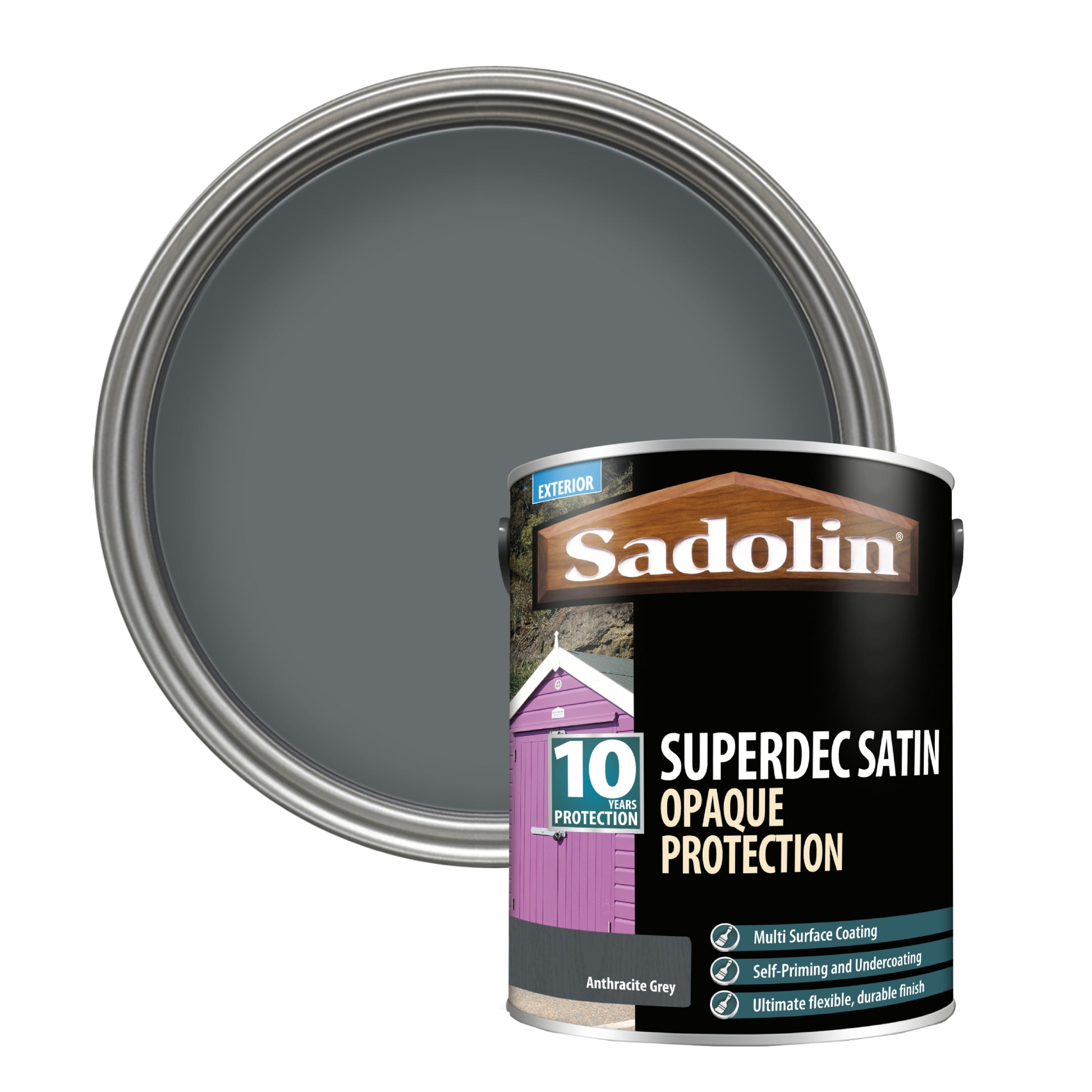 Sadolin Superdec Satin - Opaque Exterior Wood Finish with 10 Year Protection - Anthracite Grey