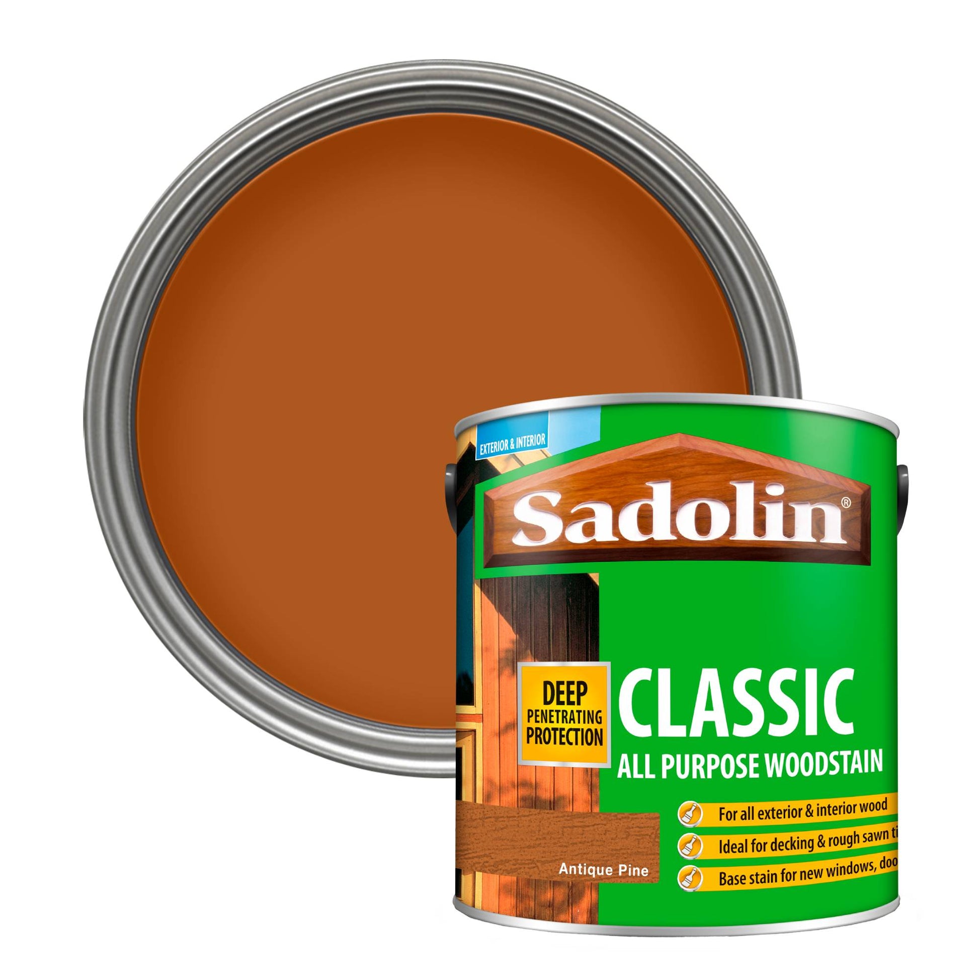 Sadolin Weatherproof Interior and Exterior Wood Stain - Antique Pine