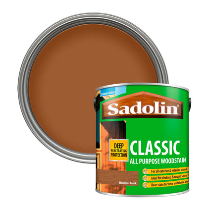 Sadolin Weatherproof Interior and Exterior Wood Stain - Burma Teak