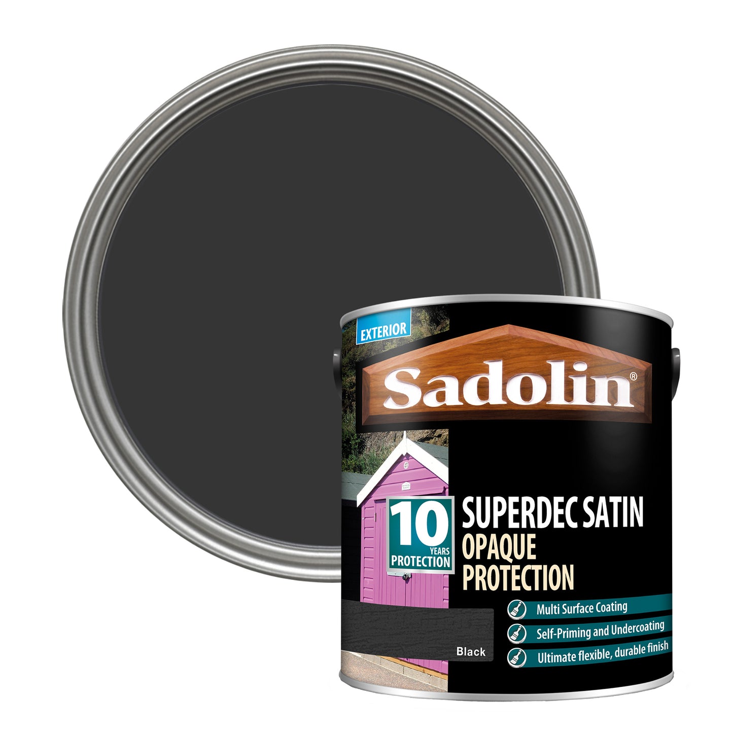 Sadolin Superdec Satin - Opaque Exterior Wood Finish with 10 Year Protection - Black