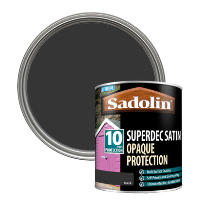 Sadolin Superdec Satin - Opaque Exterior Wood Finish with 10 Year Protection - Black