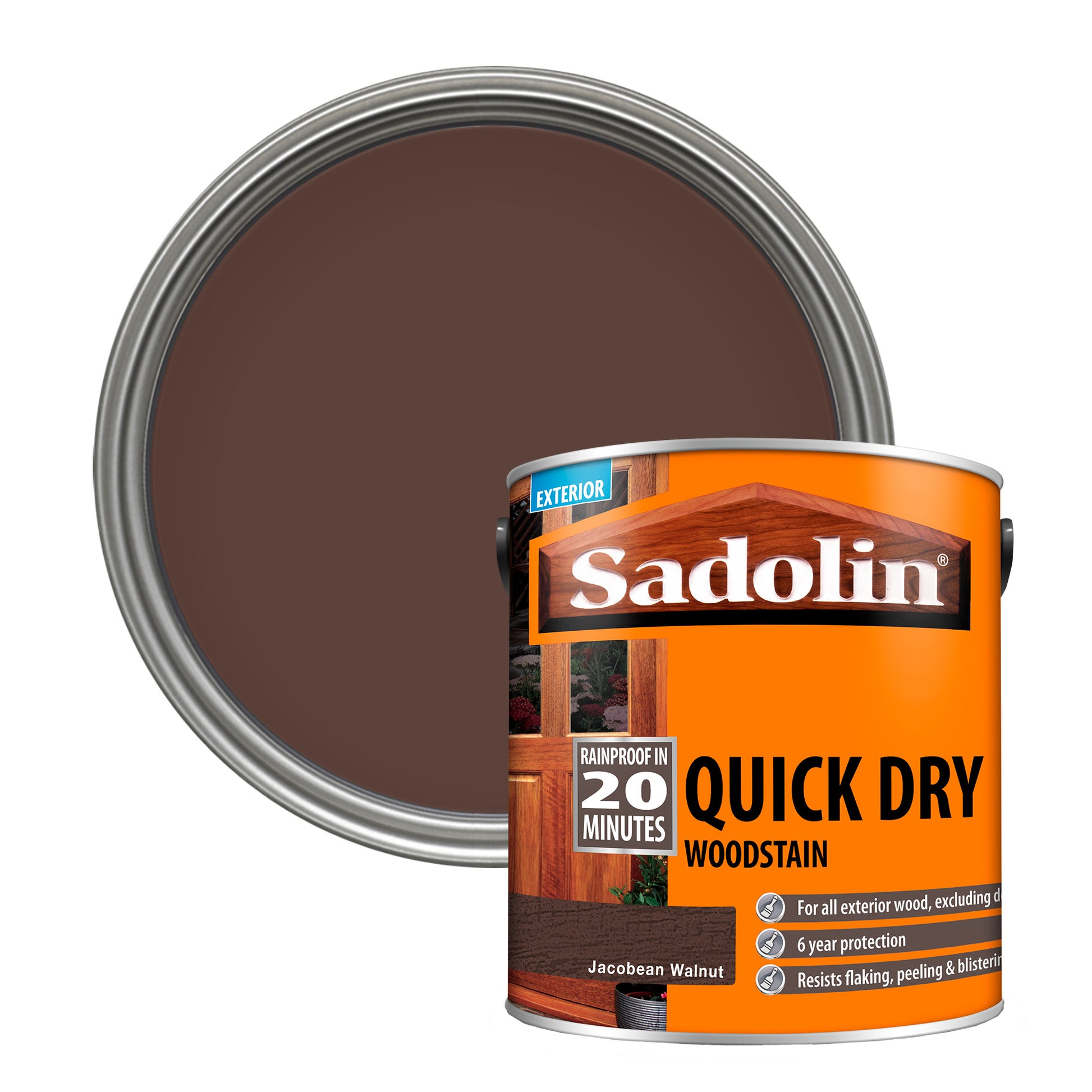 Sadolin Quick Dry Long-Lasting Exterior Woodstain with Six Year Protection - Jacobean Walnut