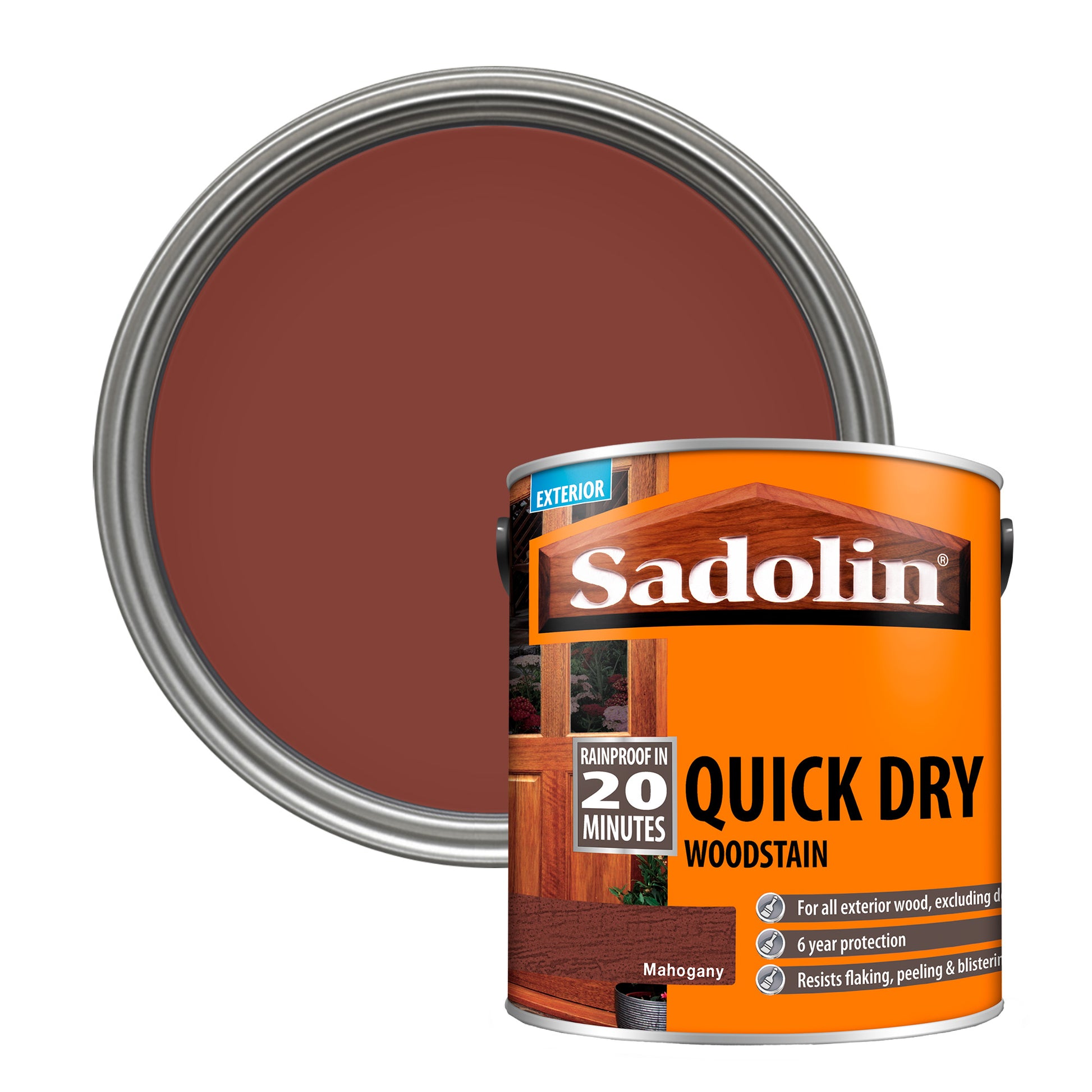 Sadolin Quick Dry Long-Lasting Exterior Woodstain with Six Year Protection - Mahogany