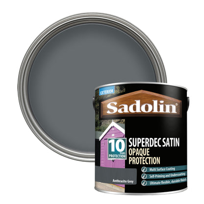 Sadolin Superdec Satin - Opaque Exterior Wood Finish with 10 Year Protection - Anthracite Grey