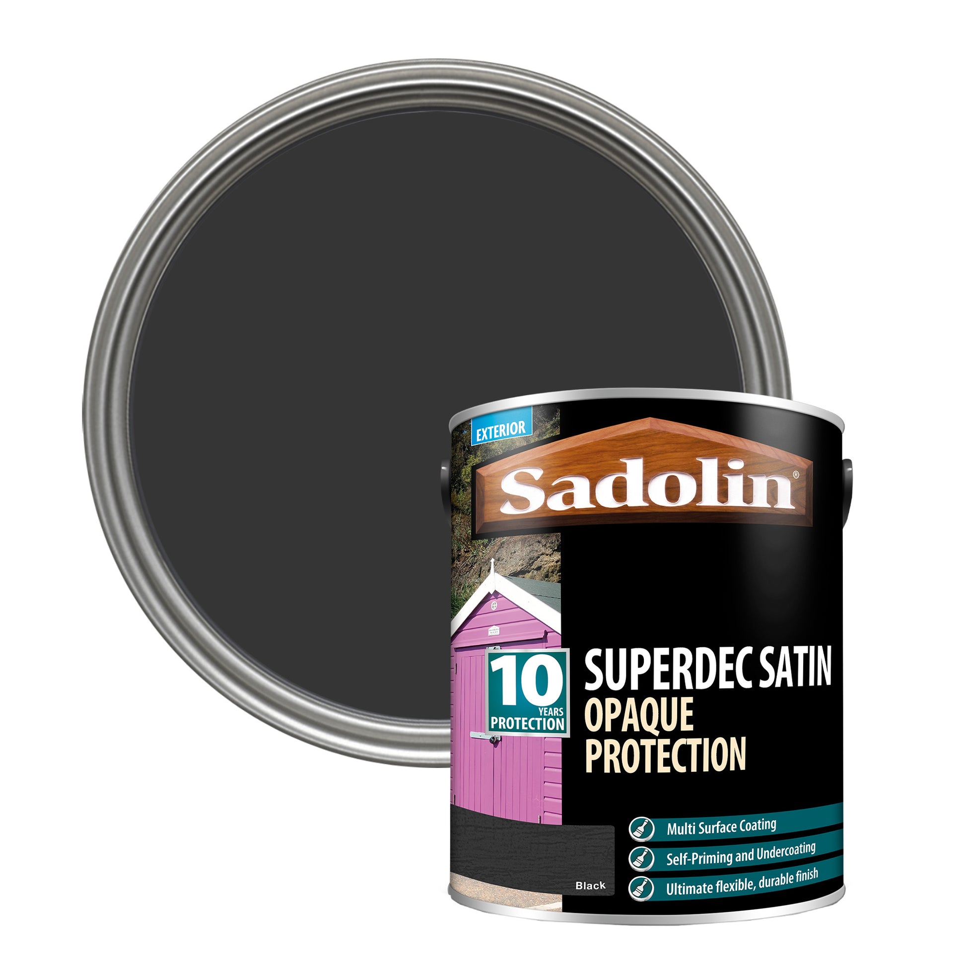 Sadolin Superdec Satin - Opaque Exterior Wood Finish with 10 Year Protection - Black