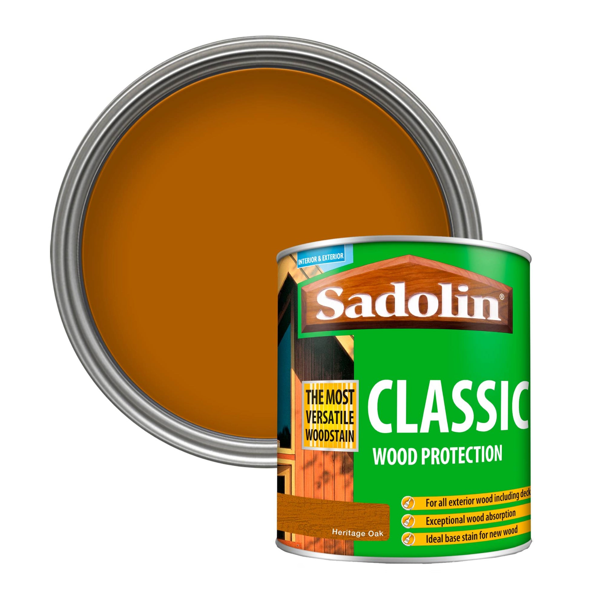 Sadolin Weatherproof Interior and Exterior Wood Stain - Heritage Oak