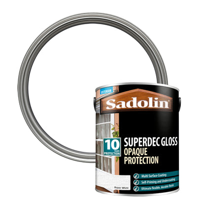 Sadolin Superdec Gloss - Opaque Finish for Wood and Other Surfaces with 10 Year Protection - Super White