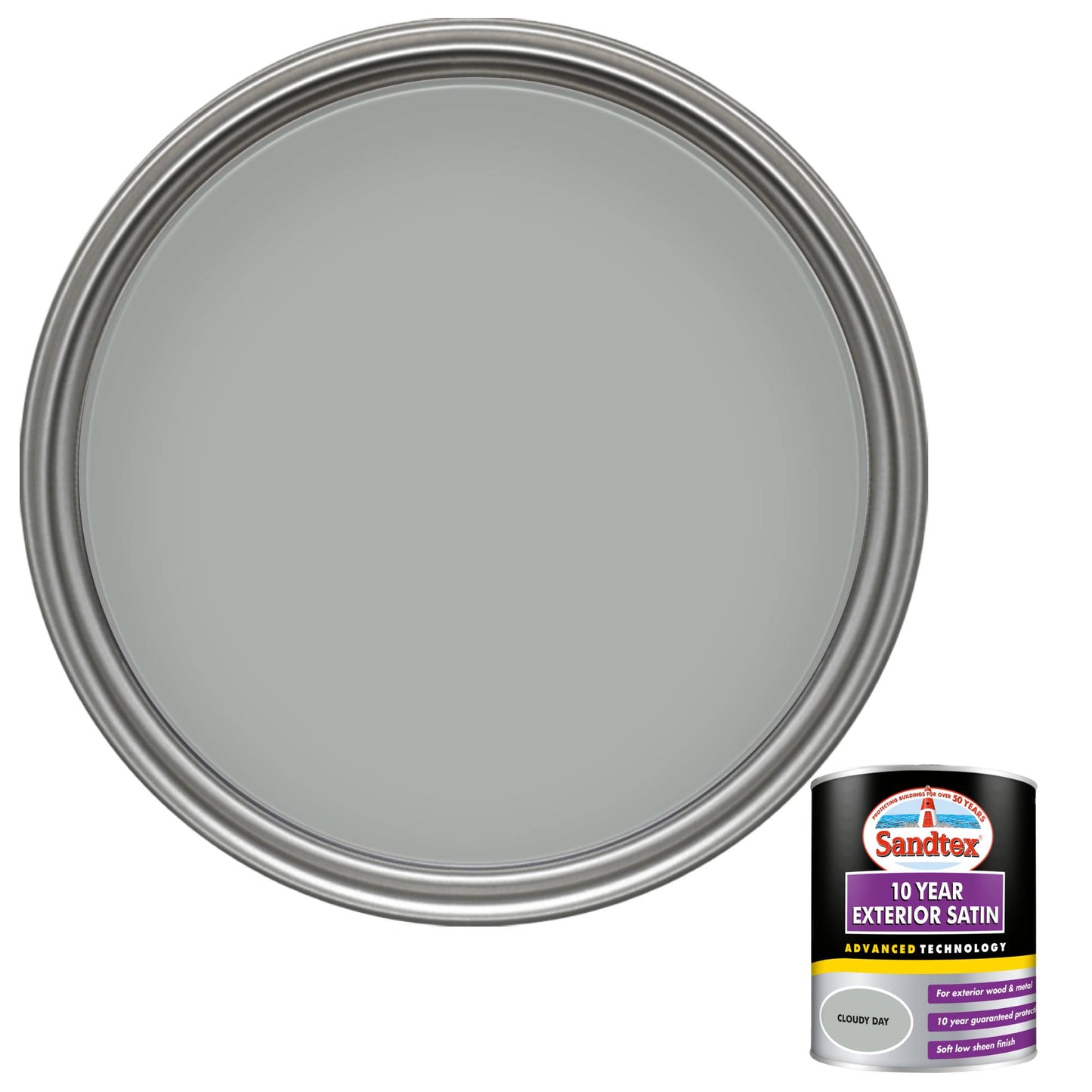 Sandtex 10 Year Exterior Satin Paint - Cloudy Day - 750ml