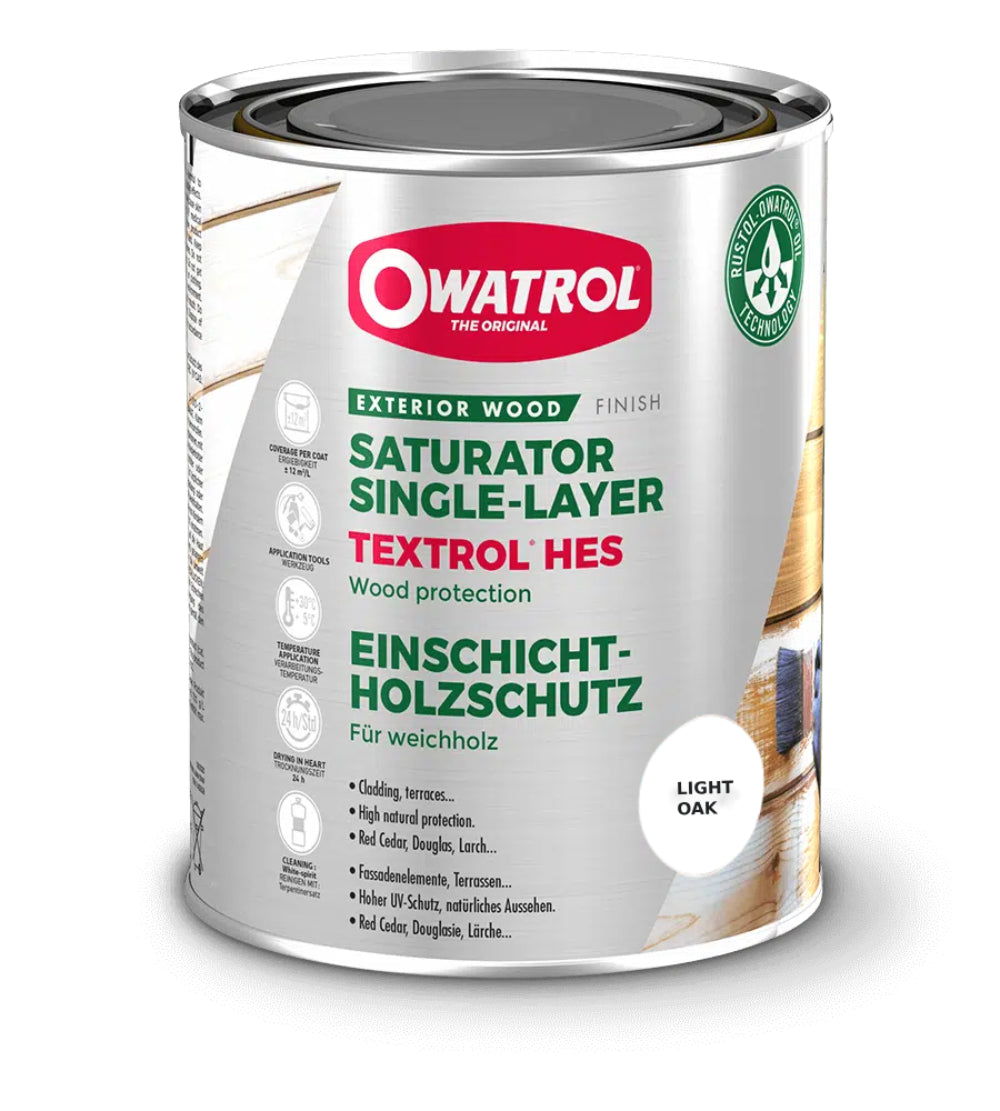 Owatrol Textrol HES Single-Coat Saturating Oil Finish with Enhanced UV Protection - Light Oak