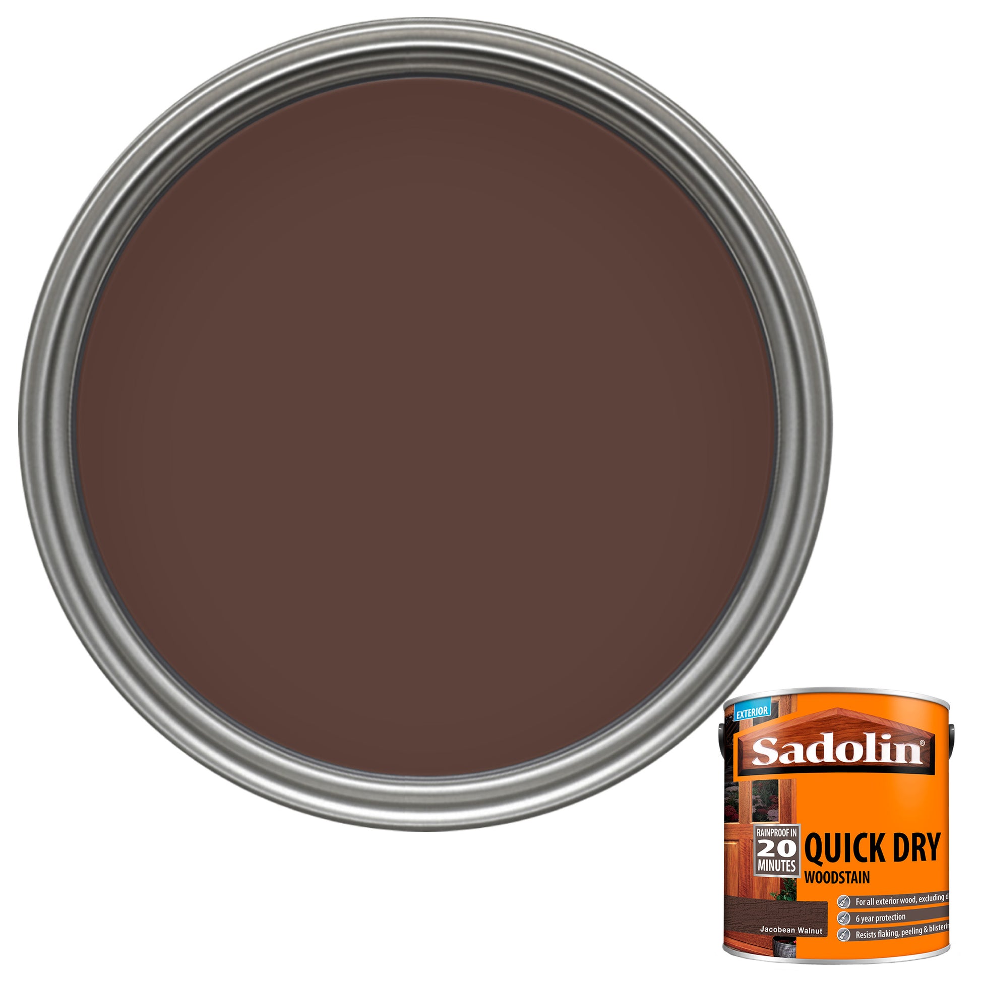 Sadolin Quick Dry Long-Lasting Exterior Woodstain with Six Year Protection - Jacobean Walnut