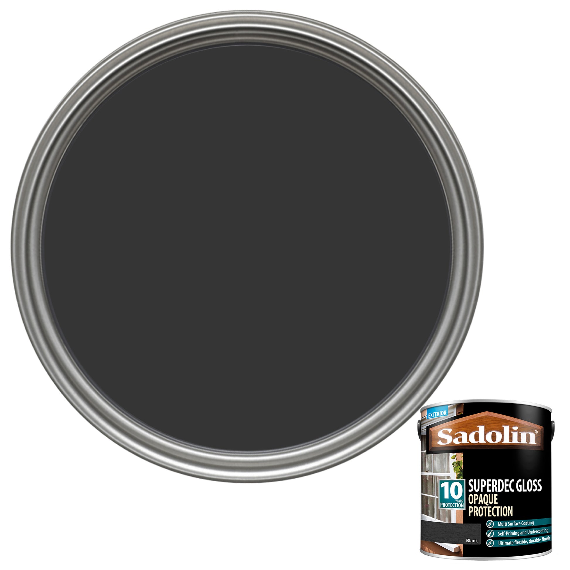 Sadolin Superdec Gloss - Opaque Finish for Wood and Other Surfaces with 10 Year Protection - Black