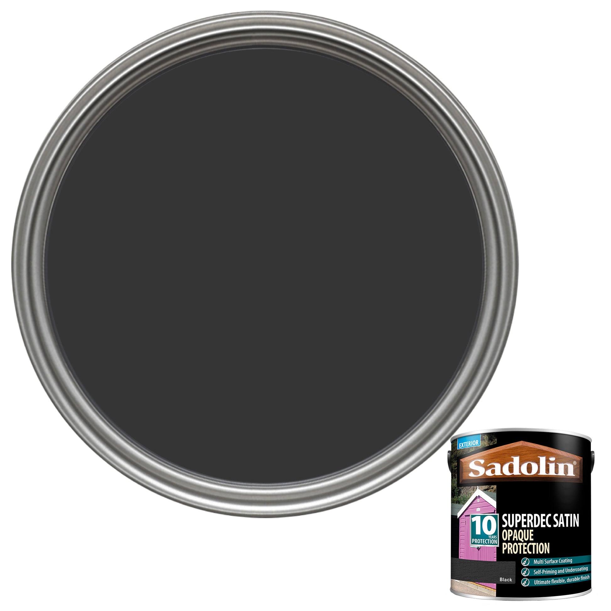 Sadolin Superdec Satin - Opaque Exterior Wood Finish with 10 Year Protection - Black