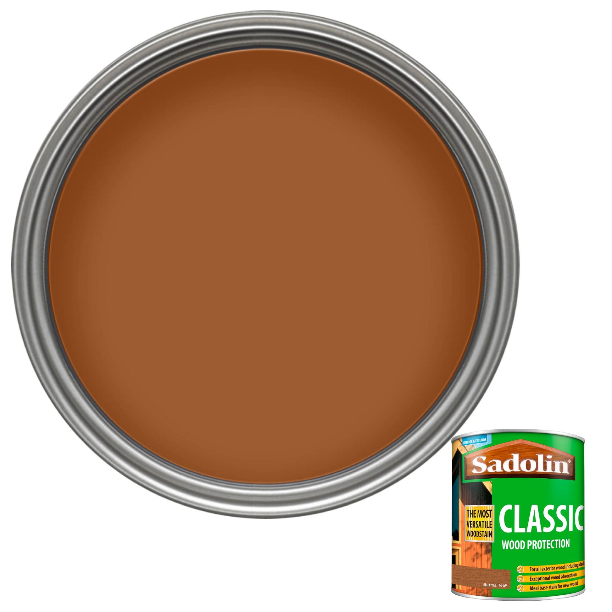 Sadolin Weatherproof Interior and Exterior Wood Stain - Burma Teak