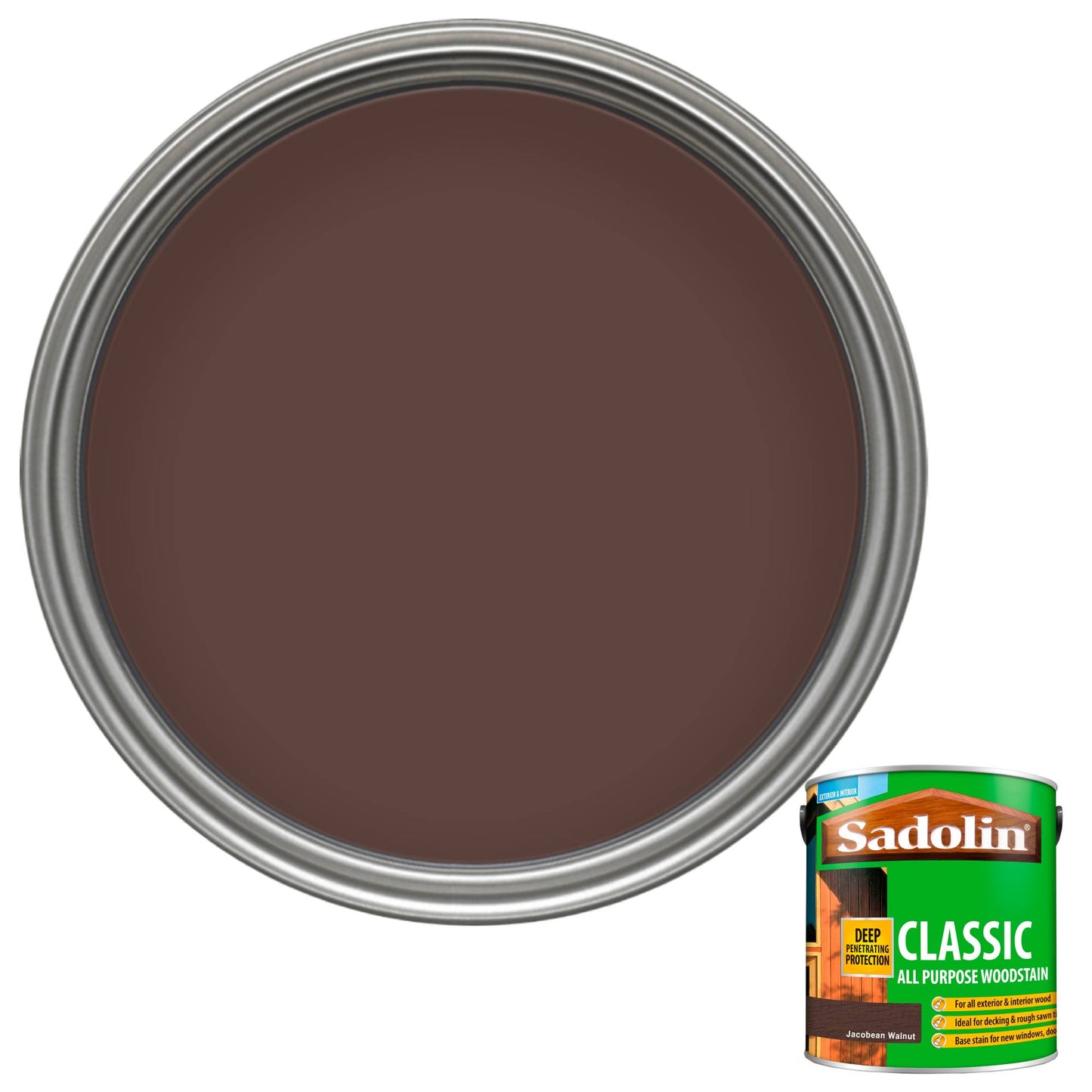 Sadolin Weatherproof Interior and Exterior Wood Stain - Jacobean Walnut