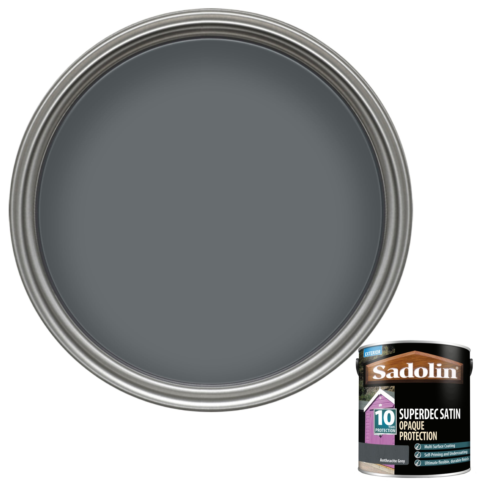 Sadolin Superdec Satin - Opaque Exterior Wood Finish with 10 Year Protection - Anthracite Grey