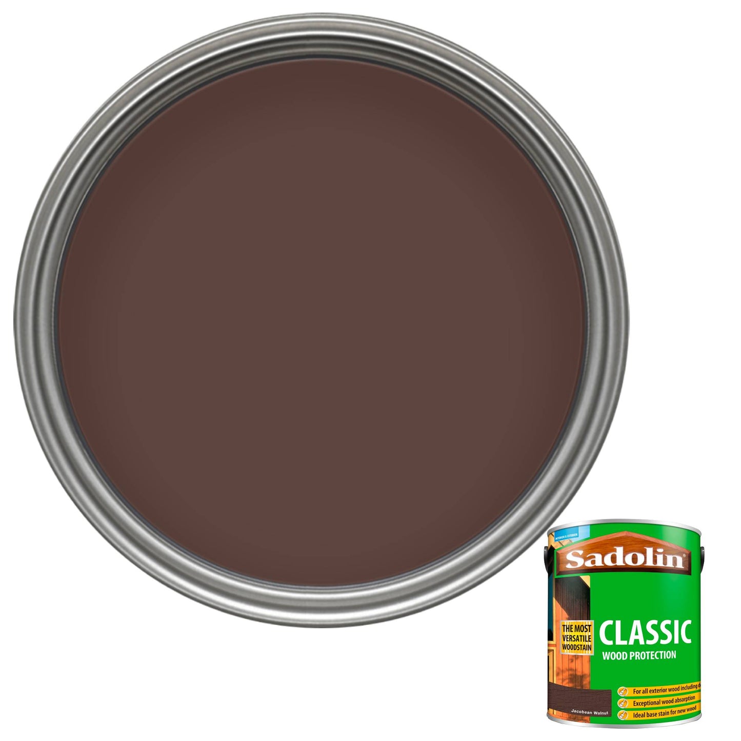 Sadolin Weatherproof Interior and Exterior Wood Stain - Jacobean Walnut