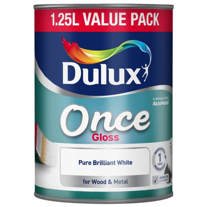 Dulux Once Gloss Pure Brilliant White 1.25 Litre